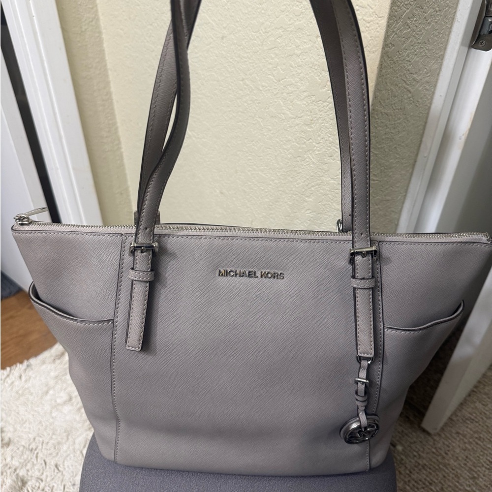 Michael Kors Light Gray Jet Set Tote Bag